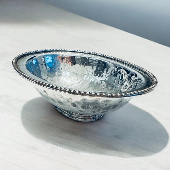 Vintage Silverplated Candy or Trinket Dish Bowl Oval Patina - Picture 1 of 9